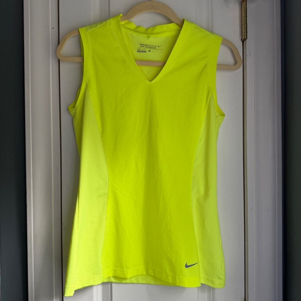 NIKE women's neon yellow sleeveless golf top